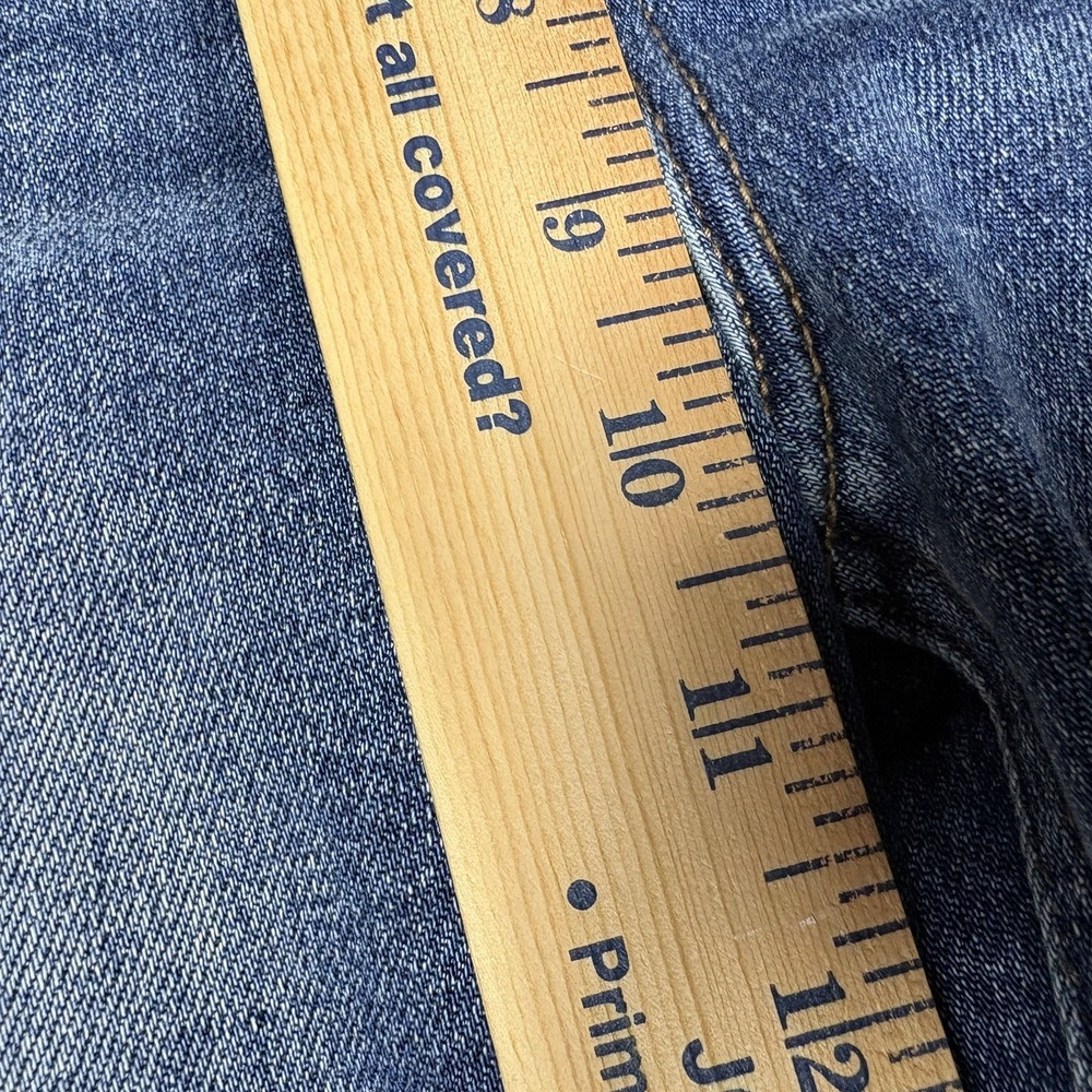 Risen Size 7/28 High-Rise Crop Wide Front and Back Sort Step Hem Dark Wash - Picture 10 of 11